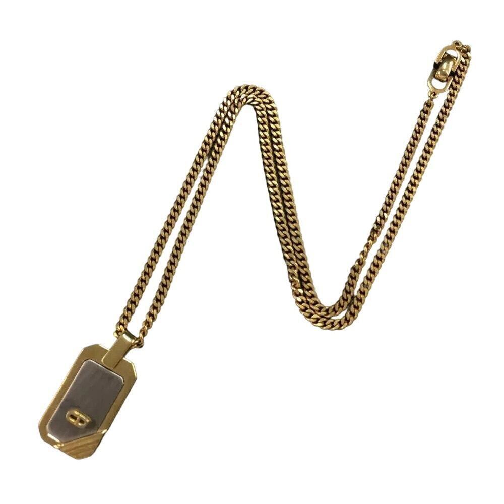 Christian Dior CD Logo Plate  Pendant Necklace